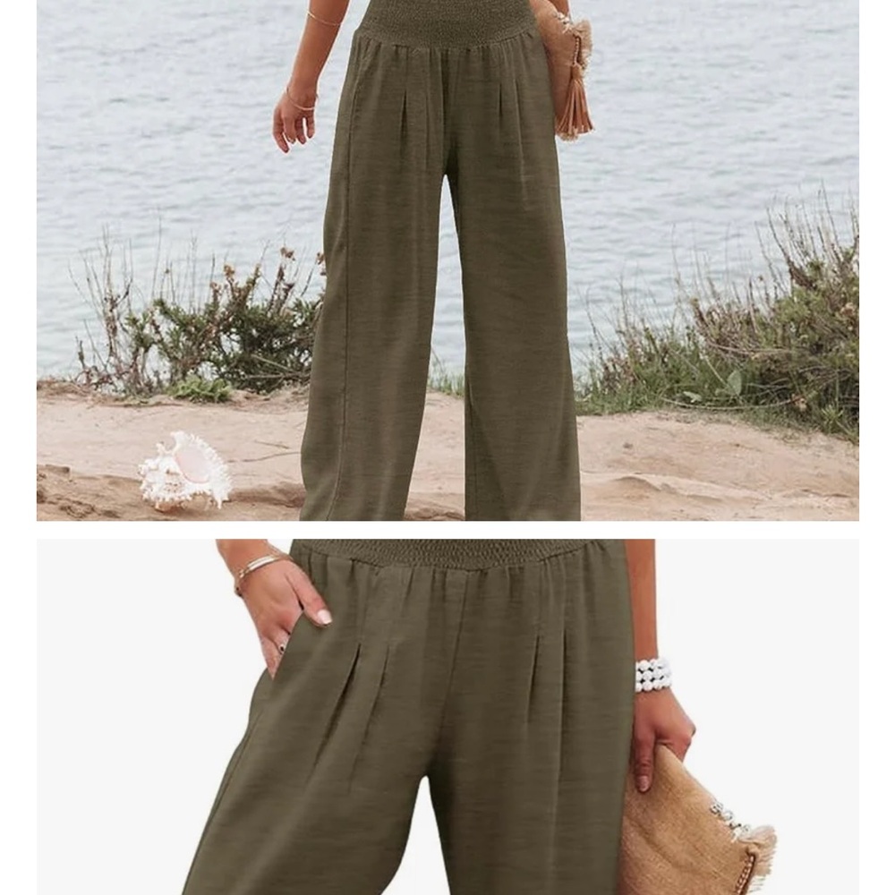 Women's Olive Green Wide-Leg Pants